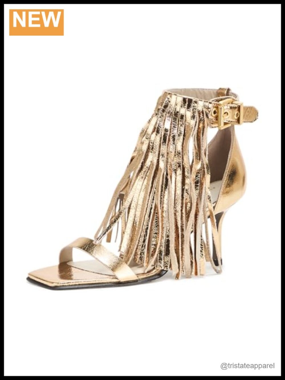 AllSaints Paola Met Sandal Leather Buckle Stiletto Heel Casual Sandals